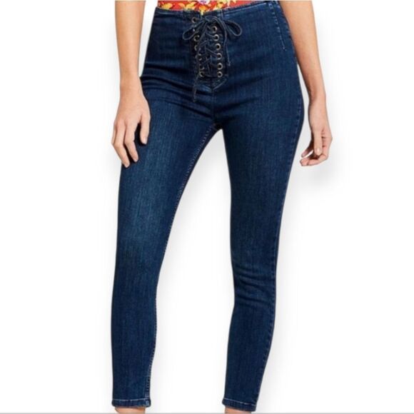 Free People Blue Skinny Lace-Up Jeans - Picture 7 of 8